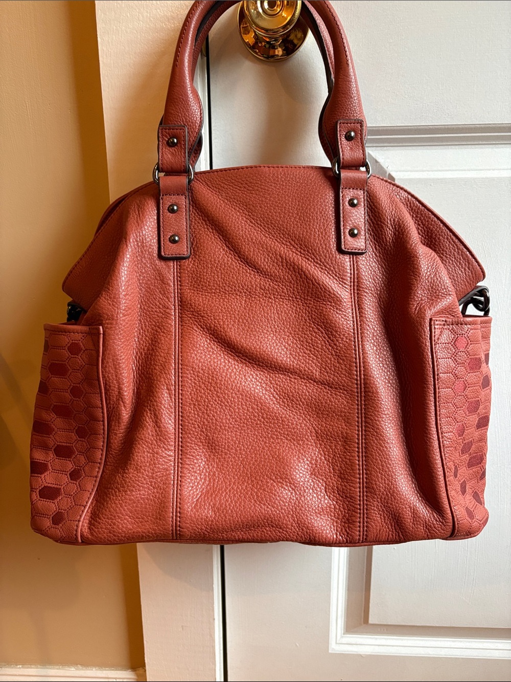 Aimee Kestenberg Rust Leather Satchel Shoulder Bag - Picture 3 of 8